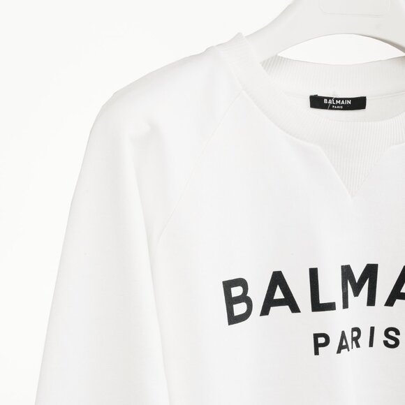 Balmain White Oversized Printed Logo Long Sleeve Sweatshirt - Picture 5 of 11
